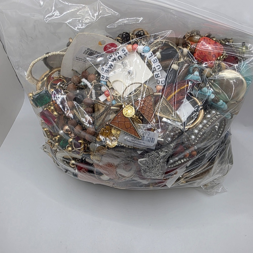 5 LB Bulk Jewelry Lot Scrap Craft Wearable Repurpose Upcycle Beads Chains DIY